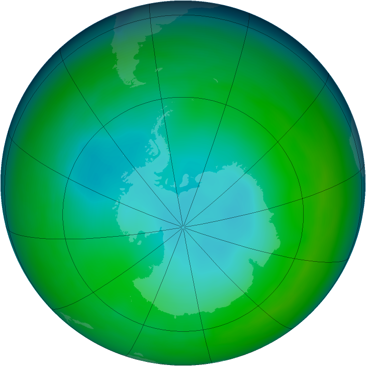 Antarctic ozone map for June 2005